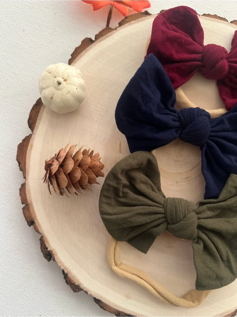 Baby Girl The 3-Piece Autumn Bundle Nylon Handmade Knotted headband